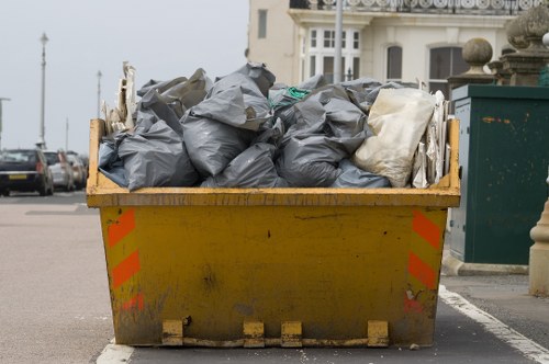 Skip placed on Dulwich street with permit displayed